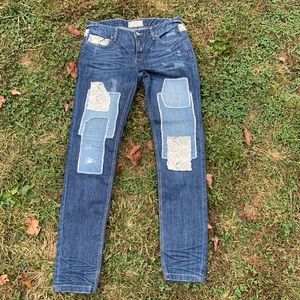❤️ Free People Patchwork Jeans Soft Denim